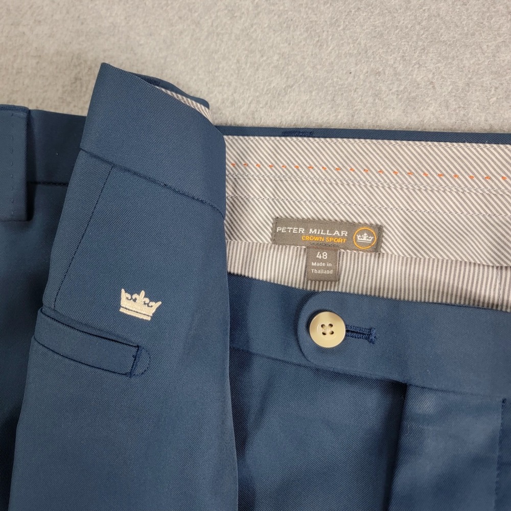 Peter Millar Crown Sport Pants Men's 48x30 Navy Blue Pleated Performance